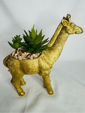 Gold Giraffe Planter Succulent Holder Animal Decor Boho